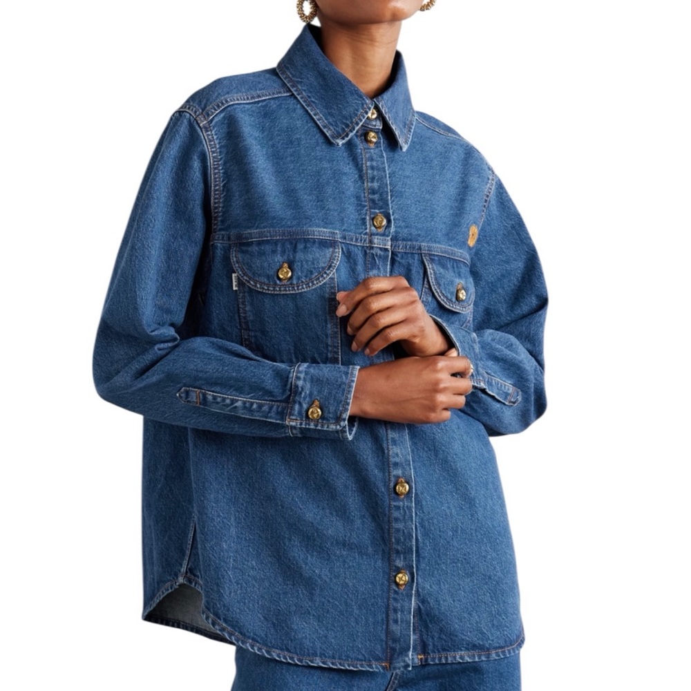 Blaze Milano Nariida Berber Embroidered‎ Dark Blue Cotton Denim Shirt Size 1